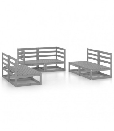 vidaXL 6 Piece Garden Lounge Set Grey Solid Pinewood