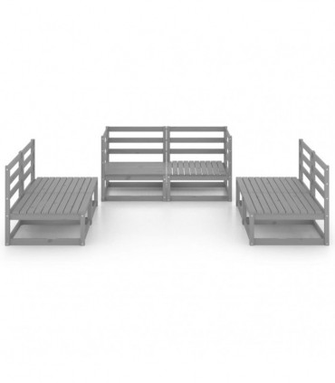 vidaXL 6 Piece Garden Lounge Set Grey Solid Pinewood