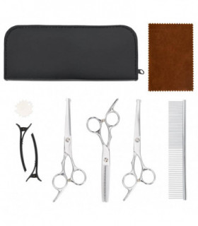 vidaXL 7 Piece Dog Grooming Scissors Set Stainless Steel