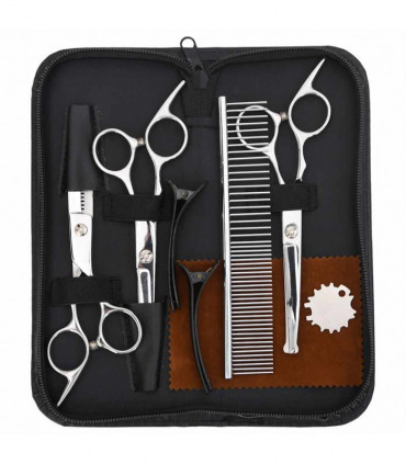 vidaXL 7 Piece Dog Grooming Scissors Set Stainless Steel