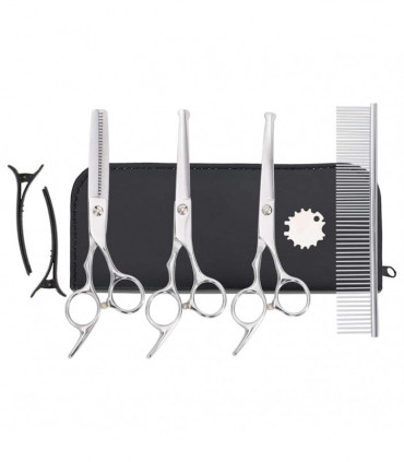 vidaXL 7 Piece Dog Grooming Scissors Set Stainless Steel
