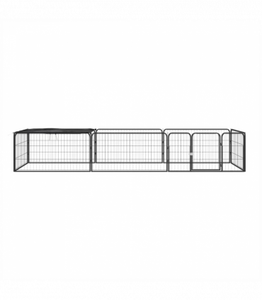 vidaXL 8-Panel Dog Playpen Black 100x50 cm Powder-coated Steel