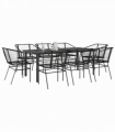 vidaXL 9 Piece Garden Dining Set Black Poly Rattan Glass
