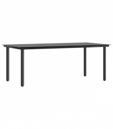 vidaXL 9 Piece Garden Dining Set Black Poly Rattan Glass