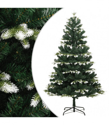vidaXL Artificial Hinged Christmas Tree with Flocked Snow 180 cm