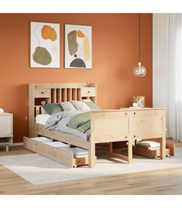 vidaXL Bookcase Bed without Mattress 135x190 cm Double Solid Wood Pine