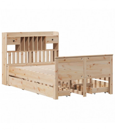 vidaXL Bookcase Bed without Mattress 135x190 cm Double Solid Wood Pine