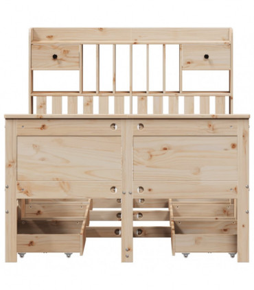 vidaXL Bookcase Bed without Mattress 135x190 cm Double Solid Wood Pine