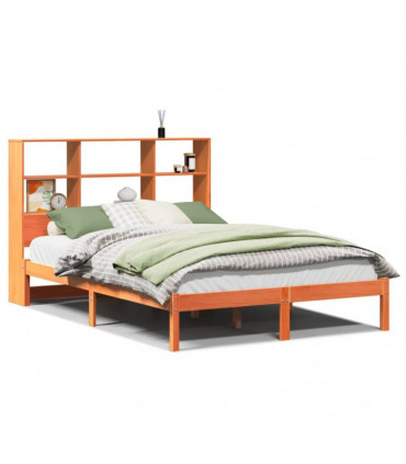 vidaXL Bookcase Bed without Mattress Wax Brown 135x190 cm Double Solid Wood Pine