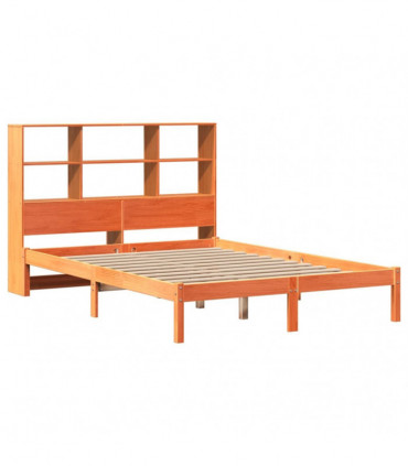 vidaXL Bookcase Bed without Mattress Wax Brown 135x190 cm Double Solid Wood Pine