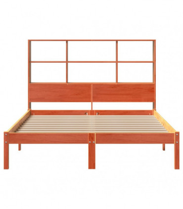 vidaXL Bookcase Bed without Mattress Wax Brown 135x190 cm Double Solid Wood Pine