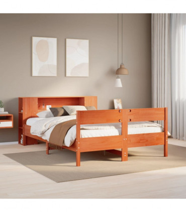 vidaXL Bookcase Bed without Mattress Wax Brown 150x200 cm King Size Solid Wood Pine