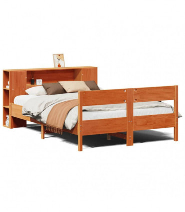 vidaXL Bookcase Bed without Mattress Wax Brown 150x200 cm King Size Solid Wood Pine