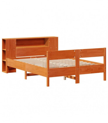 vidaXL Bookcase Bed without Mattress Wax Brown 150x200 cm King Size Solid Wood Pine