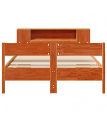 vidaXL Bookcase Bed without Mattress Wax Brown 150x200 cm King Size Solid Wood Pine