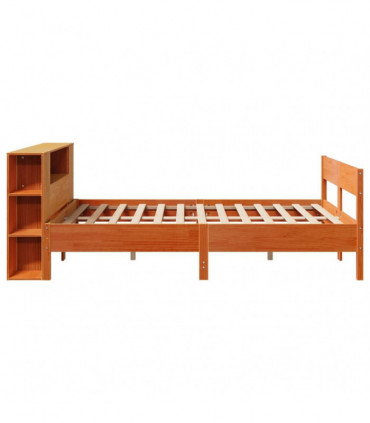 vidaXL Bookcase Bed without Mattress Wax Brown 150x200 cm King Size Solid Wood Pine