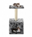vidaXL Cat Tree with Sisal Scratching Post 55 cm Grey Paw Print