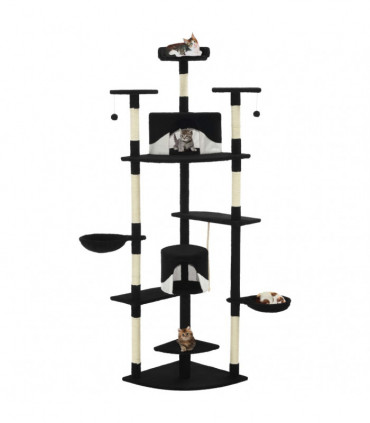vidaXL Cat Tree with Sisal Scratching Posts 203 cm Black and White
