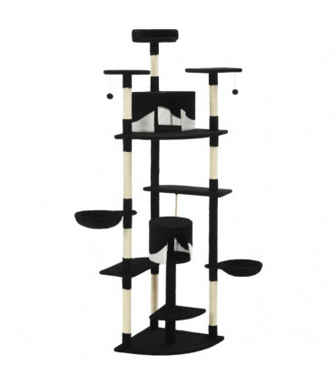 vidaXL Cat Tree with Sisal Scratching Posts 203 cm Black and White