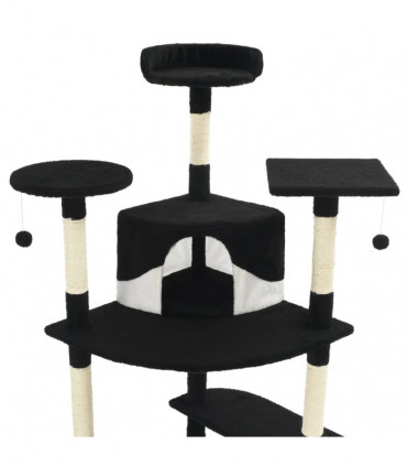 vidaXL Cat Tree with Sisal Scratching Posts 203 cm Black and White