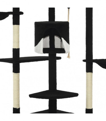 vidaXL Cat Tree with Sisal Scratching Posts 203 cm Black and White
