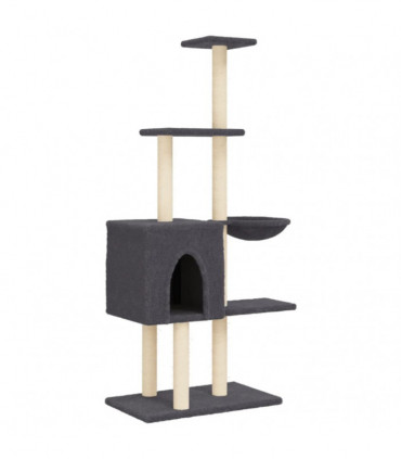 vidaXL Cat Tree with Sisal Scratching Posts Dark Grey 145 cm