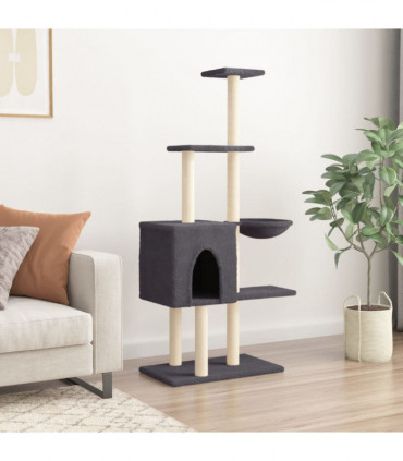 vidaXL Cat Tree with Sisal Scratching Posts Dark Grey 145 cm