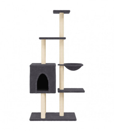 vidaXL Cat Tree with Sisal Scratching Posts Dark Grey 145 cm