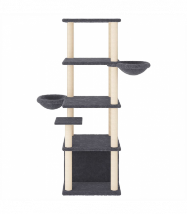 vidaXL Cat Tree with Sisal Scratching Posts Dark Grey 147 cm
