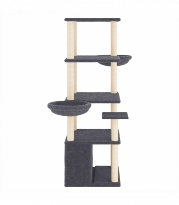 vidaXL Cat Tree with Sisal Scratching Posts Dark Grey 147 cm