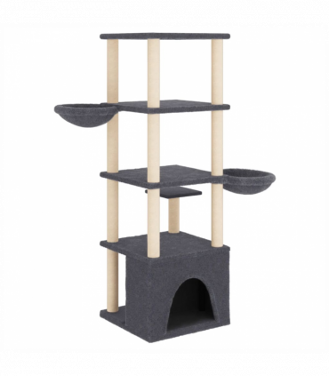 vidaXL Cat Tree with Sisal Scratching Posts Dark Grey 147 cm