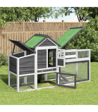 vidaXL Chicken Coop Grey 186.5x58.5x113 cm Solid Wood Pine