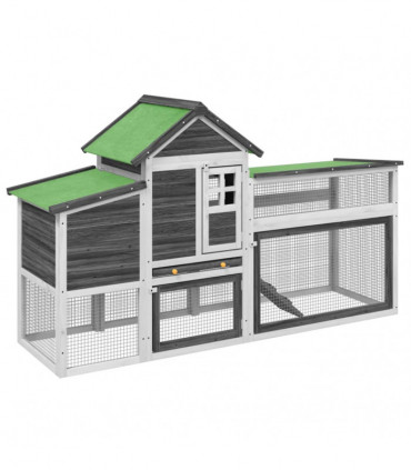 vidaXL Chicken Coop Grey 186.5x58.5x113 cm Solid Wood Pine