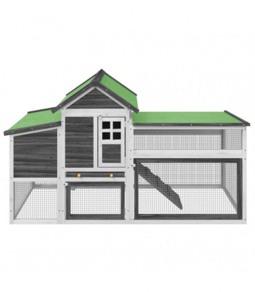 vidaXL Chicken Coop Grey 186.5x58.5x113 cm Solid Wood Pine