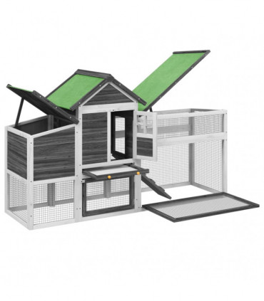 vidaXL Chicken Coop Grey 186.5x58.5x113 cm Solid Wood Pine