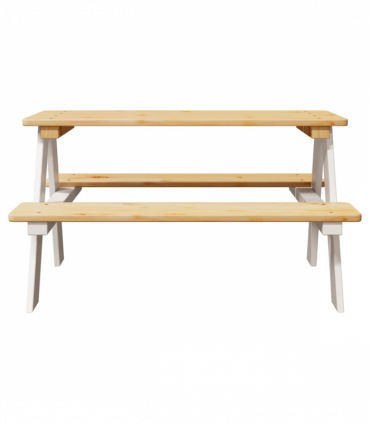 vidaXL Children's Table with Benches IRUN White 90x79.5x50cm Solid Wood