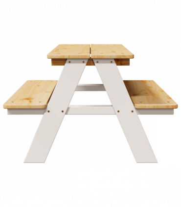 vidaXL Children's Table with Benches IRUN White 90x79.5x50cm Solid Wood