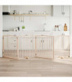 vidaXL Dog Gate with Door Foldable 4 Panels 320 cm Poplar Wood