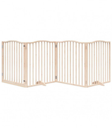 vidaXL Dog Gate with Door Foldable 4 Panels 320 cm Poplar Wood