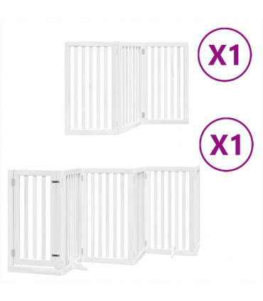 vidaXL Dog Gate with Door Foldable 9 Panels White 450 cm Poplar Wood