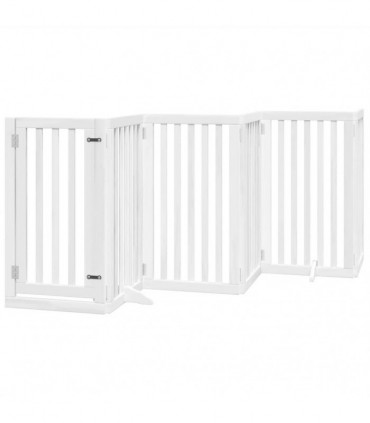 vidaXL Dog Gate with Door Foldable 9 Panels White 450 cm Poplar Wood