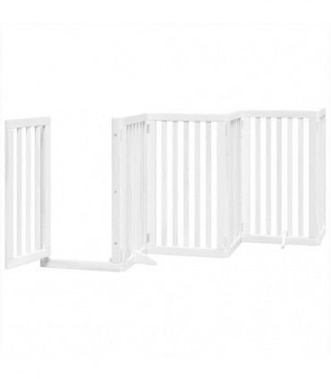 vidaXL Dog Gate with Door Foldable 9 Panels White 450 cm Poplar Wood