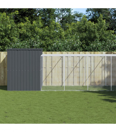 vidaXL Dog House with Run Anthracite 214x661x181 cm Galvanised Steel