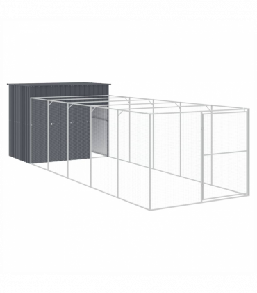 vidaXL Dog House with Run Anthracite 214x661x181 cm Galvanised Steel