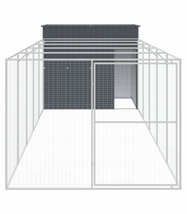 vidaXL Dog House with Run Anthracite 214x661x181 cm Galvanised Steel
