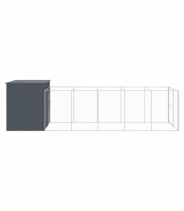vidaXL Dog House with Run Anthracite 214x661x181 cm Galvanised Steel
