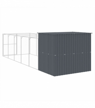 vidaXL Dog House with Run Anthracite 214x661x181 cm Galvanised Steel
