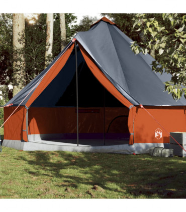 vidaXL Family Tent Tipi 10-Person Grey and Orange Waterproof