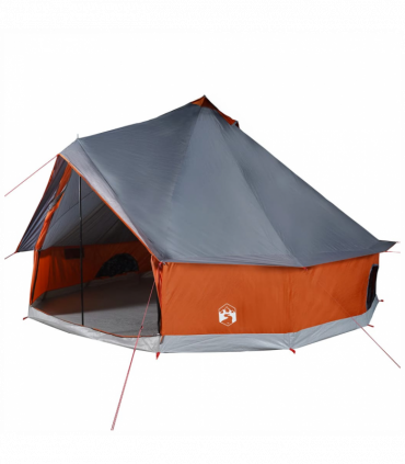 vidaXL Family Tent Tipi 10-Person Grey and Orange Waterproof