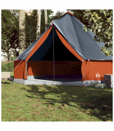 vidaXL Family Tent Tipi 10-Person Grey and Orange Waterproof